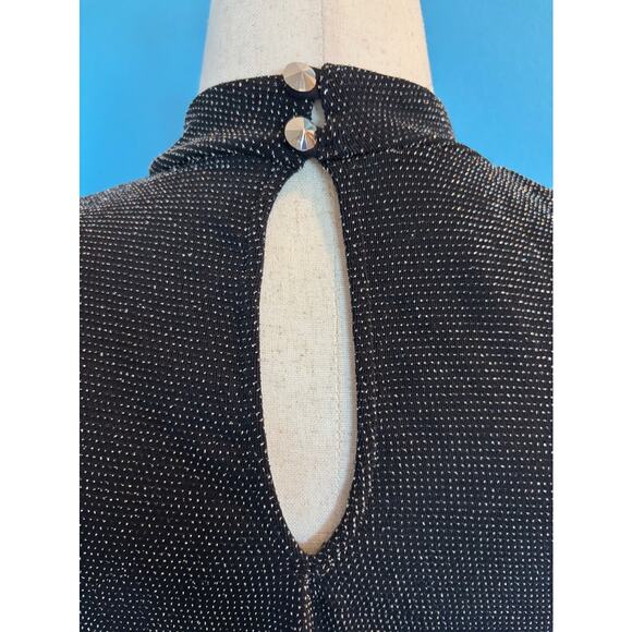 Boston Proper Black with Metallic Thread Open Cold Shoulder A-Line Top XL - Picture 5 of 9